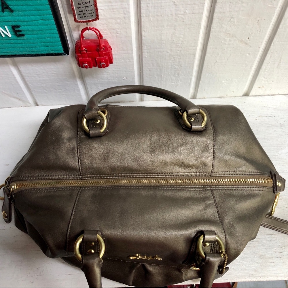 Coach Metallic Bronze Ashley Satchel Handbag Purse Shoulder Strap F15447 - Picture 13 of 16